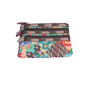 LeSportsac 3 Zip Cosmetic Pouch "Game On" Travel Clutch